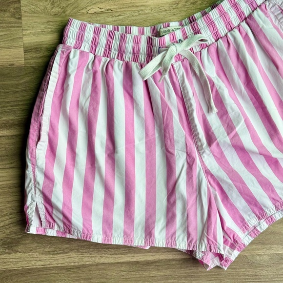 UO Urban Outfitters Eve Drawstring Striped Pull-On Shorts Pink White Size M - Picture 7 of 14